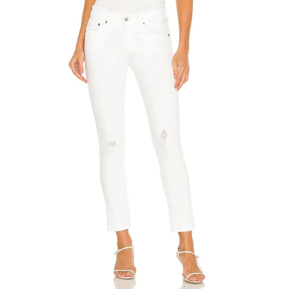 NWT AG Adriano Goldschmied Ex Boyfriend Slim 1 Year Vivid White Jeans-sz 28 - Picture 1 of 14